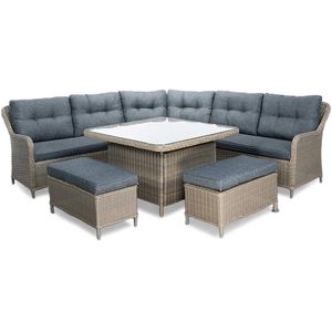 Denza Furniture Arizona dining loungeset 6-delig | wicker  aluminium | 230x230cm | grijs