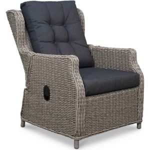 Denza Furniture Toscane loungestoel tuin verstelbaar | wicker | kobo grey (donkergrijs/donkerbruin)