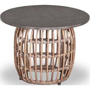 BUITEN - Flow - Bijzettafel - Wicker - Betonlook - Ø 55cm