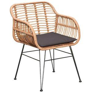 BUITEN living Lola dining tuinstoel | wicker + staal | bamboe antraciet