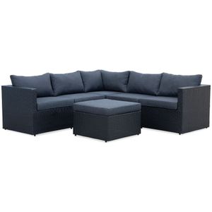 Denza Furniture Asker lounge hoekbank tuin | wicker | 210x210cm | zwart