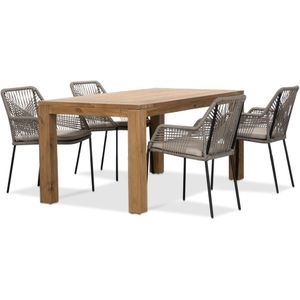 BUITEN living Victoria/Seville zand dining tuinset 5-delig | teakhout  touw | 180cm