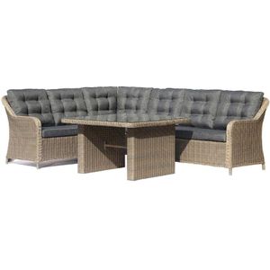Denza Furniture Vermont dining loungeset | wicker | 206x267cm | Ash Grey