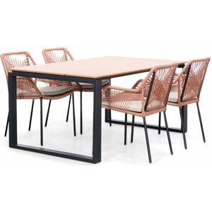 LUX outdoor living Helsinki Natural/Seville terra dining tuinset 5-delig | polywood  touw | 160cm