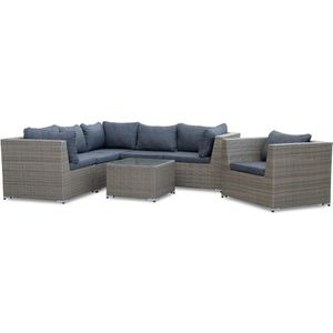 Denza Furniture Ontario lounge hoekbank tuin multifunctioneel incl. stoel | wicker | 234x234cm | Ash Grey