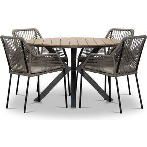 LUX outdoor living Cervo/Seville zand dining tuinset 5-delig | polywood  touw | 120cm