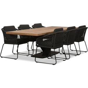 LUX outdoor living Taranto/Tulum Lava Grey dining tuinset 7-delig | teakhout + touw | 240cm