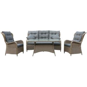 Denza Furniture Glasgow stoel-bank loungeset 4-delig | wicker  aluminium | grijs