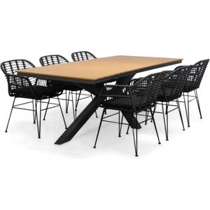 LUX outdoor living Durban/Napels dining tuinset | 6 personen | polywood + wicker | 218cm