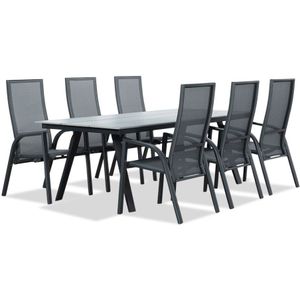 LUX outdoor living Oslo Grey/Mojito negro dining tuinset 7-delig | polywood  textileen | 220cm