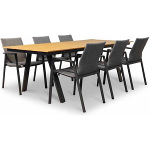 LUX outdoor living Oslo Natural/Fardau negro dining tuinset 7-delig | polywood  textileen | 220cm