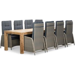 BUITEN living Victoria/Rennes dining tuinset 9-delig | teakhout  wicker | 300cm