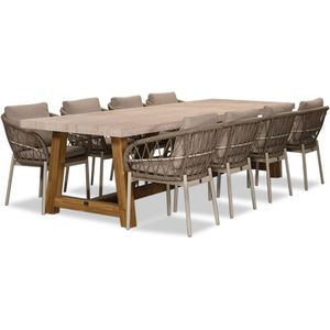 BUITEN living Veltis/Dakota beige/wit dining tuinset | 8 personen | travertin + touw | 300cm