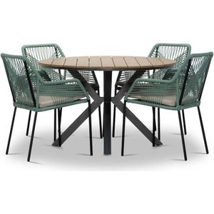 LUX outdoor living Cervo/Seville mint dining tuinset 5-delig | polywood  touw | 120cm