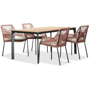 Lesli Living Arezzo/Seville terra dining tuinset 5-delig | polywood  touw | stapelbaar | 160cm