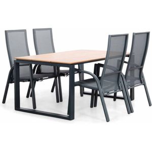LUX outdoor living Helsinki Natural/Mojito Negro dining tuinset 5-delig | polywood  textileen | 160cm