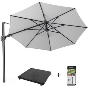 Platinum Challenger T² zweefparasol | Ø350cm rond met parasolvoet 90kg & hoes | wit