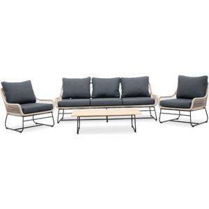 LUX outdoor living Portofino stoel-bank loungeset 4-delig | aluminium  teakhout | zand
