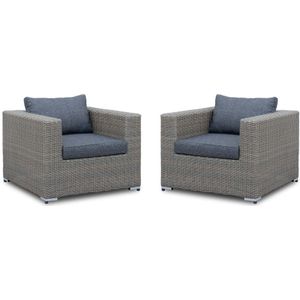 Denza Furniture Asker loungestoel tuin | set van 2 | wicker | Ash Grey