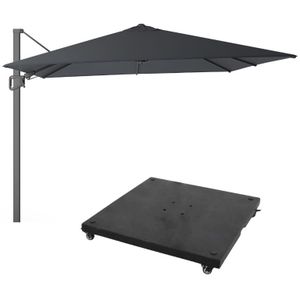 LUX outdoor living Milano T² zweefparasol 300x300cm antraciet  parasolvoet granietplaat 90kg met wieltjes