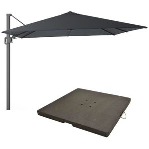 LUX outdoor living Milano T² zweefparasol 300x300cm antraciet  parasolvoet granietplaat 90kg met wieltjes