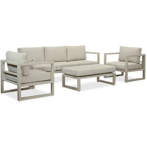 LUX outdoor living Cordoba stoel-bank loungeset 5 personen | aluminium | beige | 4-delig