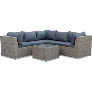 Denza Furniture Ontario lounge hoekbank tuin 6 personen | wicker | Ash Grey | 4-delig - 234x234cm