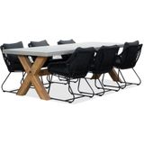 BUITEN living Norwich/Portofino zwart dining tuinset 7-delig | betonlook  touw | 250cm