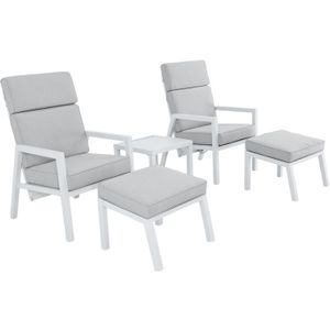 LUX outdoor living Melson lounge balkonset 5-delig | aluminium | wit