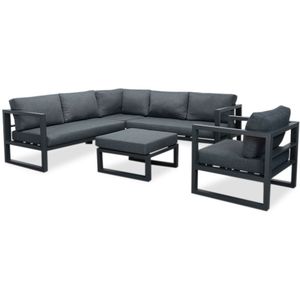 LUX outdoor living Cordoba hoek loungeset met stoel 6 personen | aluminium | antraciet | 5-delig - 228x228cm