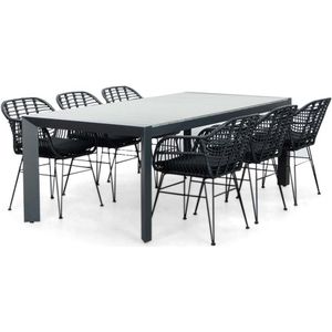 LUX outdoor living Cortona Grey/Napels dining tuinset 7-delig | polywood  wicker | 220cm