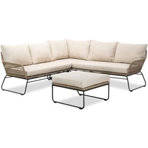 BUITEN living Potenza hoek loungeset 3-delig | aluminium  touw | 213x213cm | Sahara Dust