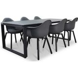 LUX outdoor living Helsinki Grey/Montreux dining tuinset 7-delig | polywood  kunststof | 210cm