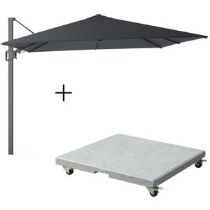 LUX outdoor living Milano zweefparasol 300x300cm antraciet  Premium Salerno parasolvoet 90kg