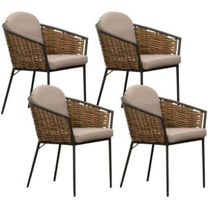 Denza Furniture Lucca dining tuinstoel set van 4 stapelbaar | wicker + aluminium | zand