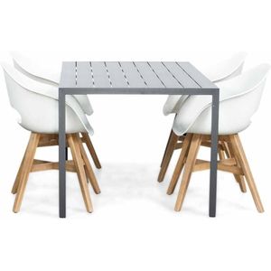 LUX outdoor living Manchester/Karlstad wit dining tuinset 5-delig | aluminium  kunststof | 150cm