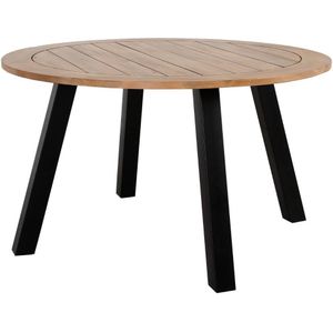 BUITEN living Cork dining tuintafel 4 personen | hardhout + staal | teaklook | Ø130cm rond