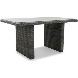Denza Furniture Belfort dining tuintafel | aluminium  wicker | kobo grey (donkergrijs/donkerbruin) | 140x80cm