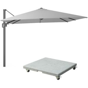 LUX outdoor living Milano T² zweefparasol 300x300cm light grey (lichtgrijs)  Premium Salerno parasolvoet 90kg