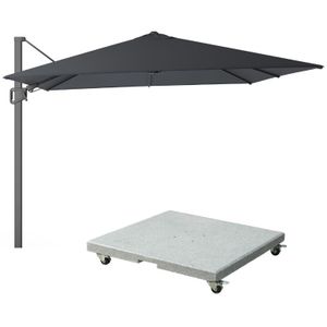 LUX outdoor living Milano T² zweefparasol 300x300cm antraciet  Premium Salerno parasolvoet 90kg