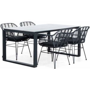 LUX outdoor living Helsinki Grey/Napels dining tuinset 5-delig | polywood  wicker | 160cm