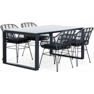 LUX outdoor living Helsinki Grey/Napels dining tuinset 5-delig | polywood + wicker | 160cm