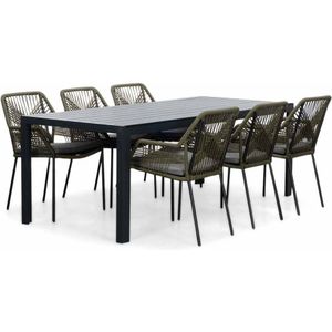 LUX outdoor living Manchester/Seville olijfgroen dining tuinset 7-delig | aluminium  touw | 205cm