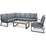 LUX outdoor living Vancouver lounge hoekbank tuin incl. stoel 6-delig | aluminium  polywood | 270x210cm | antraciet