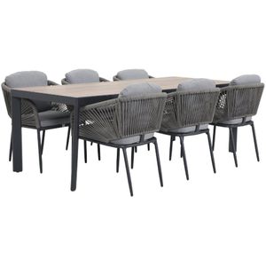 LUX outdoor living Royan/Savanna dining tuinset | 6 personen | aluminium + touw | 220cm
