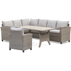 Denza Furniture Stockholm dining loungeset incl. stoel  4-delig | wicker | 245x169cm | zand