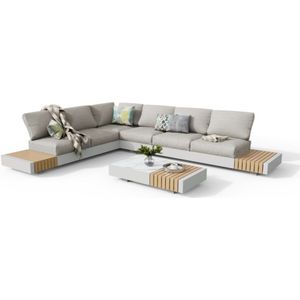 LUX outdoor living Verona lounge hoekbank tuin 4-delig | aluminium  teakhout | 345x275cm | wit