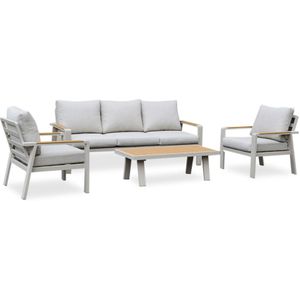 LUX outdoor living Lola stoel-bank loungeset 5 personen | aluminium + polywood | beige | 5-delig