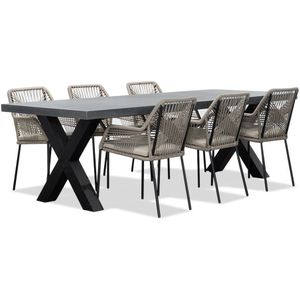 BUITEN living Lyon/Seville zand  dining tuinset 7-delig | betonlook | 250cm