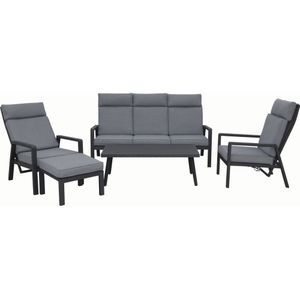 LUX outdoor living Melson stoel-bank loungeset 5-delig | verstelbaar | aluminium | antraciet